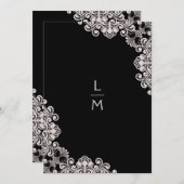 Invitation Mariage | Effet dentelle | Initiales classiques |  (Devant / Derrière)