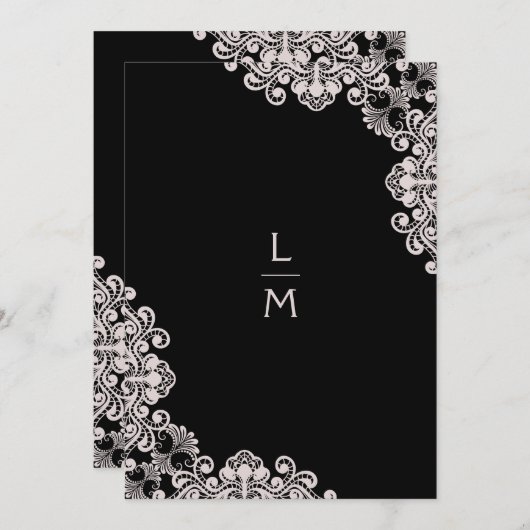 Invitation Mariage | Effet dentelle | Initiales classiques |  (Devant / Derrière)