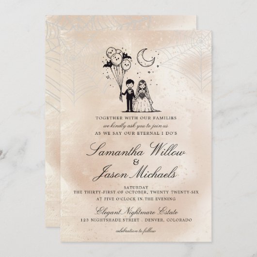Invitation Mariage éffrayant Little Couple (Devant / Derrière)