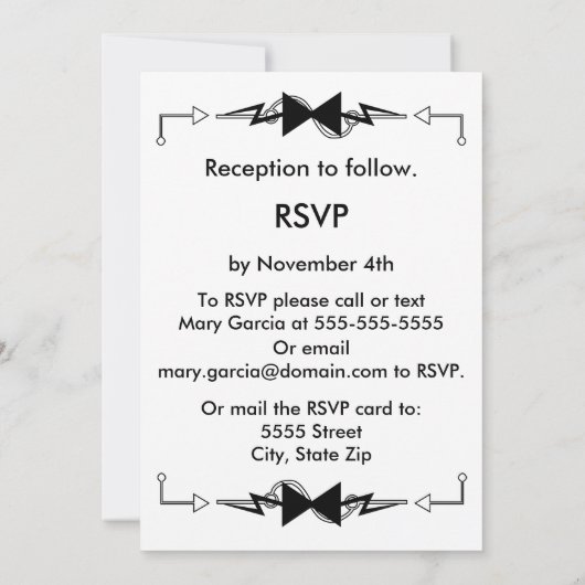 Invitation Mariage électronique Black Bowtie (Dos)