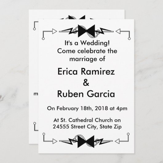 Invitation Mariage électronique Black Bowtie (Devant / Derrière)