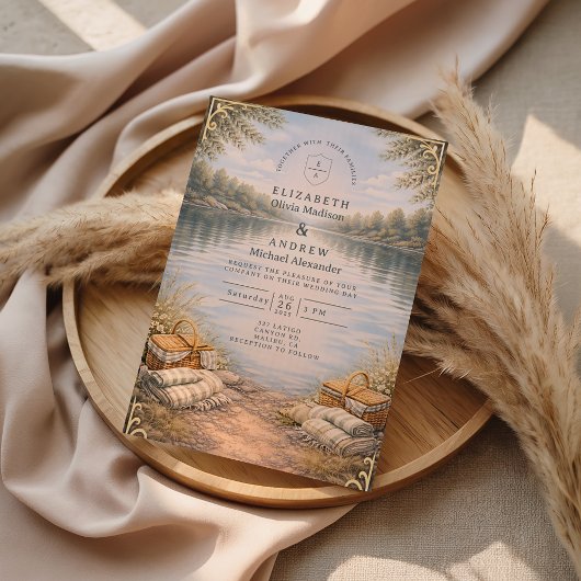 Invitation Mariage Élégance au Lac Forestier