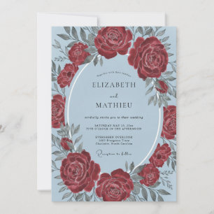 Invitation Mariage Élégance Botanique Rose de Bourgogne
