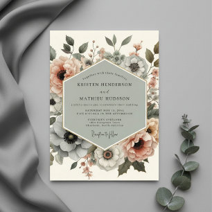 Invitation Mariage Élégance Botanique Rose Poussiéreuse