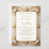 Invitation Mariage Elegance Crème Beige Gold Photo (Devant)