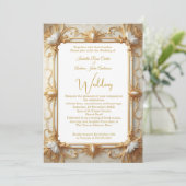 Invitation Mariage Elegance Crème Beige Gold Photo (Debout devant)