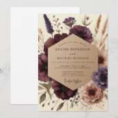 Invitation Mariage Élégance d'Automne à Fleurs de Prunier (Devant / Derrière)