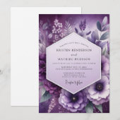 Invitation Mariage Élégance Florale Améthyste (Devant / Derrière)