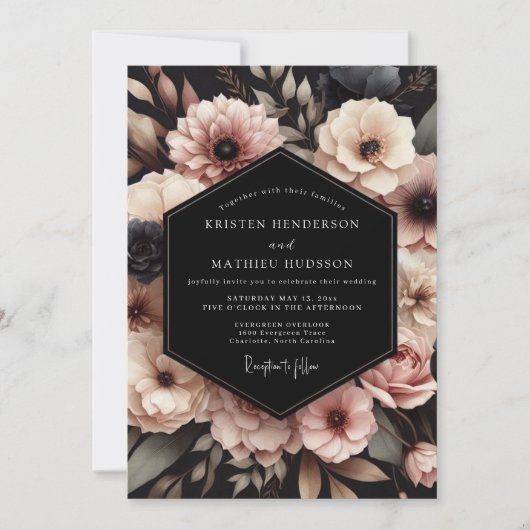 Invitation Mariage Élégance Florale Rose Tendre (Devant)