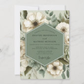 Invitation Mariage Élégance Florale Vert Sauge (Devant)