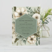Invitation Mariage Élégance Florale Vert Sauge (Debout devant)