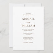 Invitation Mariage Élégance Moderne Simple (Devant)