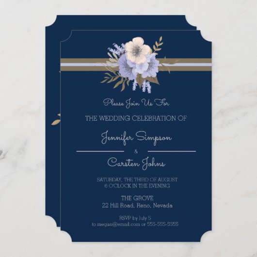 Invitation Mariage Élégance simple (Devant / Derrière)