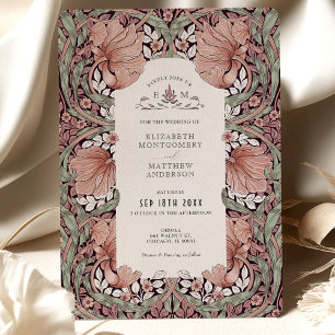 Invitation Mariage Élégance Vintage Vert Sauge Rose Pimpernel
