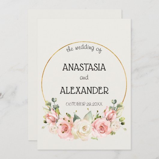 Invitation Mariage élégant (Devant / Derrière)