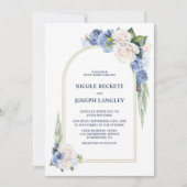 Invitation Mariage élégant à arc bleu blanc rose (Devant)