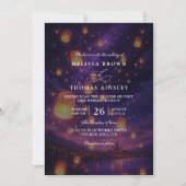 Invitation Mariage élégant à budget avec code QR et lanternes (Devant)