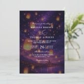 Invitation Mariage élégant à budget avec code QR et lanternes (Debout devant)