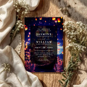 Invitation Mariage élégant à budget avec code QR et lanternes