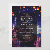 Invitation Mariage élégant à budget avec code QR et lanternes (Devant)