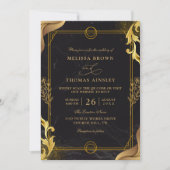 Invitation Mariage élégant à budget contrôlé avec QR Code or (Devant)