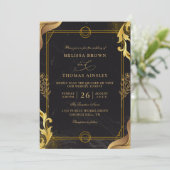 Invitation Mariage élégant à budget contrôlé avec QR Code or (Debout devant)