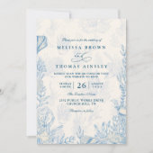 Invitation Mariage élégant à code QR aquarelle océan plage (Devant)