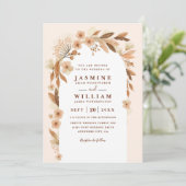 Invitation Mariage élégant à code QR d'arche florale boho d'a (Debout devant)