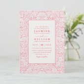 Invitation Mariage élégant à code QR de fleur sauvage embossé (Debout devant)