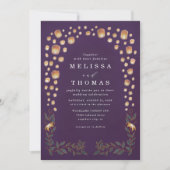 Invitation Mariage élégant à code QR de lanternes emmêlées à (Devant)