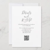 Invitation Mariage élégant à code QR en gris et blanc avec éc (Dos)