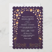 Invitation Mariage élégant à code QR Lanternes emmêlées à pet (Devant)