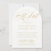 Invitation Mariage Élégant À Dernier Arc De Calligraphie Or (Devant)