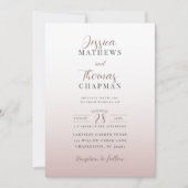 Invitation Mariage Élégant à Gradient Rose Doré (Devant)