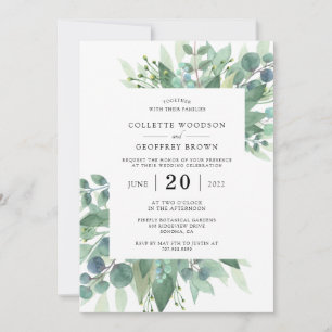 Invitation Mariage Élégant à la Botanique avec de la Verdure