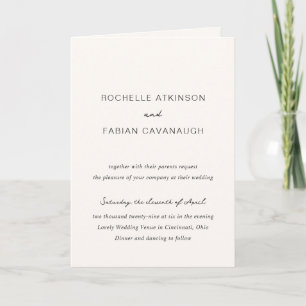 Invitation Mariage élégant à la crème simple