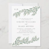 Invitation Mariage Élégant à la Feuillaison Verte (Devant)