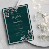 Invitation Mariage élégant à la feuille d'eucalyptus vert fon