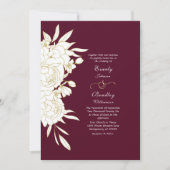 Invitation Mariage élégant à la florale blanche et bordeaux f (Devant)
