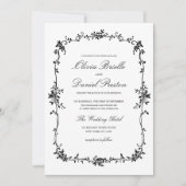 Invitation Mariage élégant à la florale noire française victo (Devant)