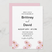 Invitation Mariage élégant à la flore rose pâle (Devant / Derrière)