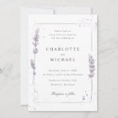 Invitation Mariage élégant à la lavande d'aquarelle (Devant)