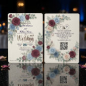 Invitation Mariage élégant à la rose avec code QR moderne