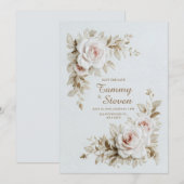Invitation Mariage Élégant à la Rose Brodée (Devant / Derrière)