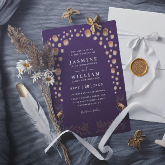 Invitation Mariage élégant à lanières de lanternes Budget Cod