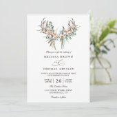 Invitation Mariage élégant à l'aquarelle Eucalyptus Boho Code (Debout devant)