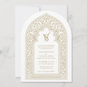Invitation Mariage Élégant à l'Arabesque Dorée (Devant)