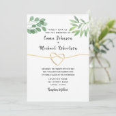Invitation Mariage élégant à l'écriture moderne eucalyptus (Debout devant)