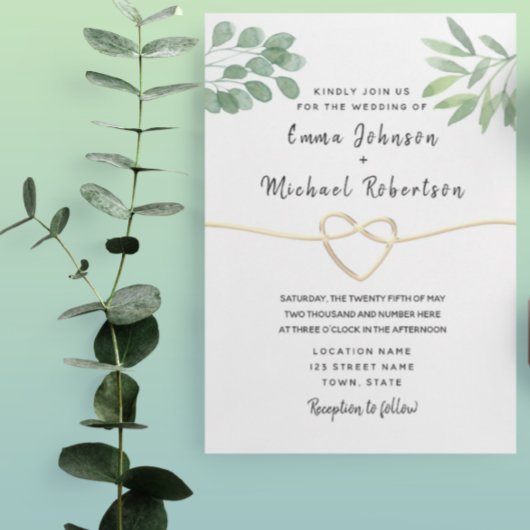 Invitation Mariage élégant à l'écriture moderne eucalyptus