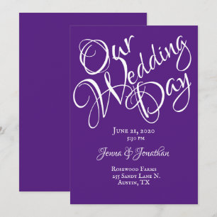Invitation Mariage élégant à l'écriture violette